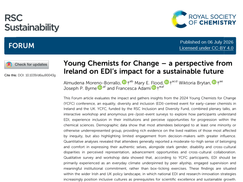 Forum article on diversity and inclusion published in RSC Sustainability